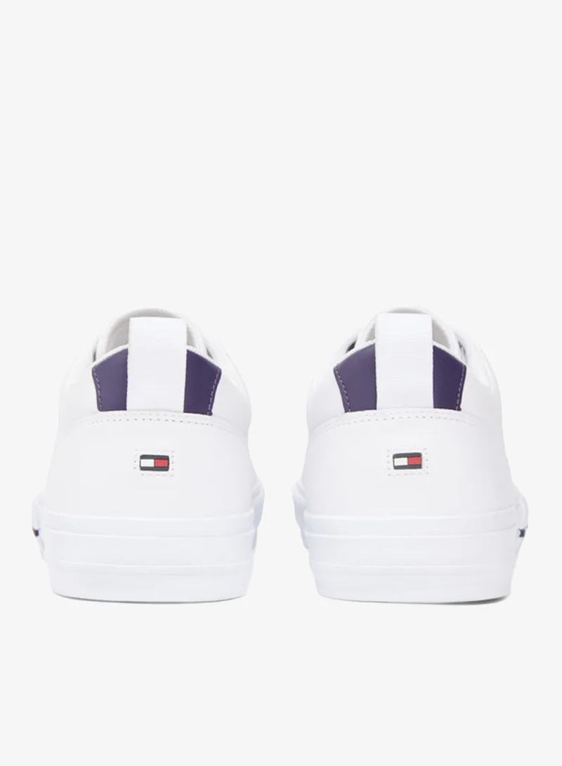 TOMMY HILFIGER White Contrast Midsole Debossed Leather Trainers for Men | Best Price UAE